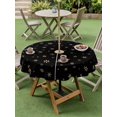 thumbnail image 3 of Outdoor Tablecloth with Umbrella Hole and Zipper, Christmas Black Round Table Cloth 54 Inch Waterproof Tablecloth, Winter Snowflakes Xmas Retro Picnic Table Cover for Patio Camping, 3 of 7