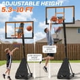 thumbnail image 3 of Ktaxon Portable Basketball Hoop Outdoor with Rebound Plate, 5.25-10FT Adjustable Height, 44inch PC Backboard, Orange, 3 of 10