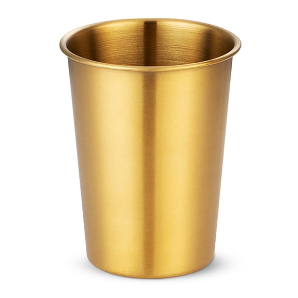 Bewildely Taza de café de acero inoxidable para agua potable, taza para té, bebidas espesas, soporte apilable reutilizable, regalo para acampar, hogar y Mostrada Chapado en oro 260ML Bewildely HA010590-04