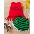 thumbnail image 3 of Coduop 2PCS Kids Girls Summer Outfit Set Sleeveless Tassels Tank Tops+Shorts Set,Two Piece, 3 of 9