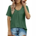 thumbnail image 2 of LYXSSBYX Summer Tops for Women 2024 Womens Solid Summer Tops Casual Trendy Short Sleeve T Shirts Scoop Neck Tee Fashion Shirts Tops, 2 of 9