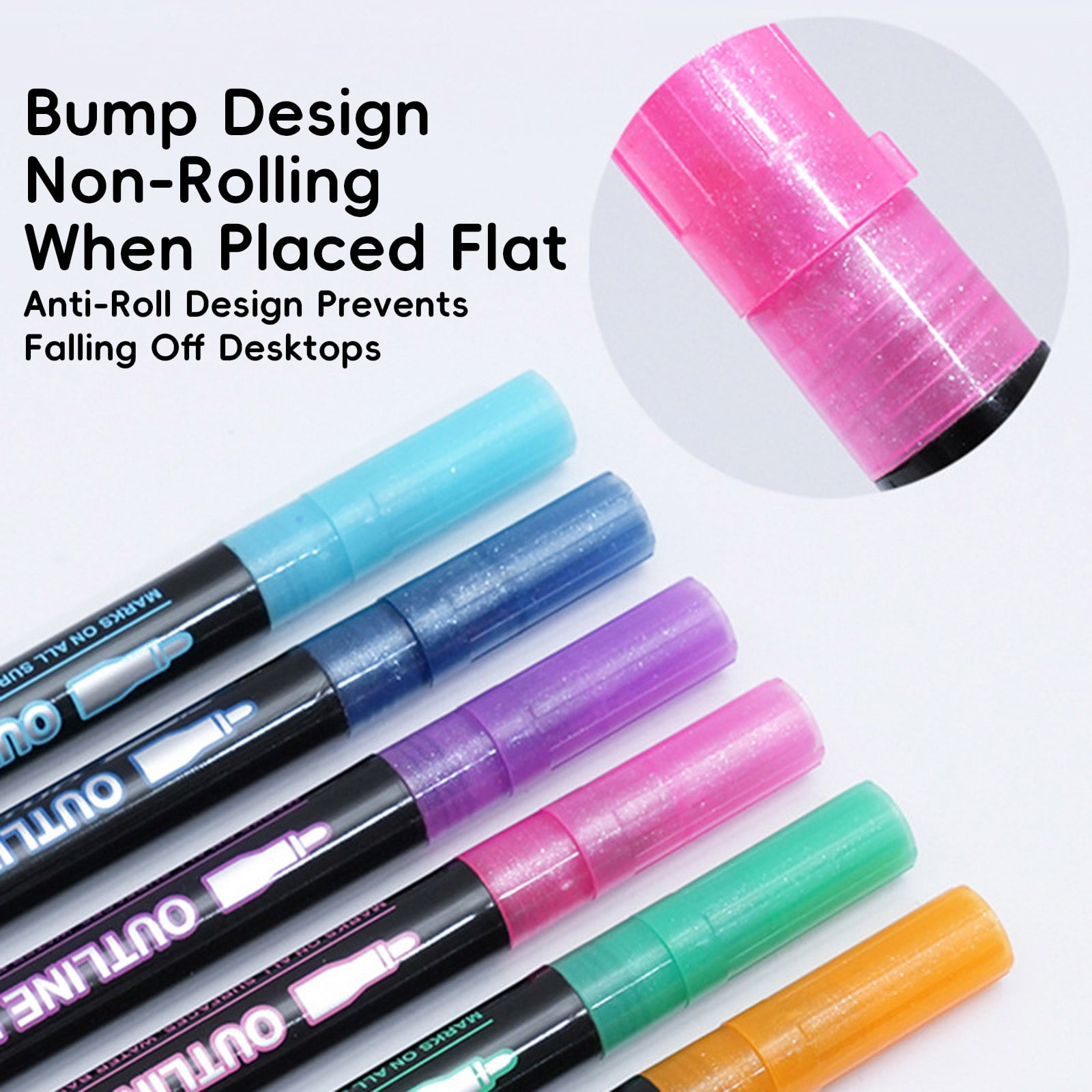 Office Supplies,Double Line Outline Markers 8/48 Colors Squiggles Outline Marker Pen Set Outline Metallic Markers Glitter Writing Drawing Pens For Birthday Greeting Card 10ml