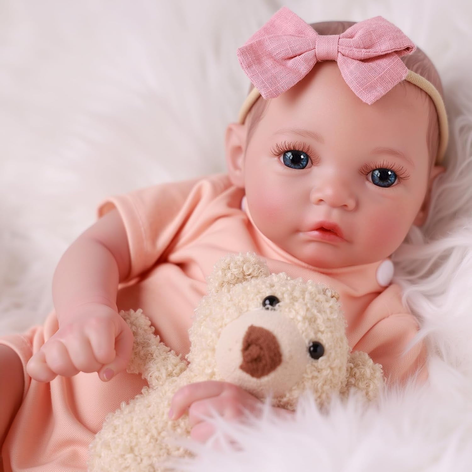 RSG 20 Inch Lifelike Reborn Baby Dolls Soft Cloth Body Handmade Real Life Dolls with Clothes Accessories for Kids Age 3+