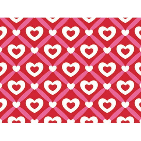 Pack of 1, Heart Lattice 24" x 833' Gift Wrap Full Ream Roll for Holiday, Party, Kids' Birthday, Wedding & Special Occasion Packaging