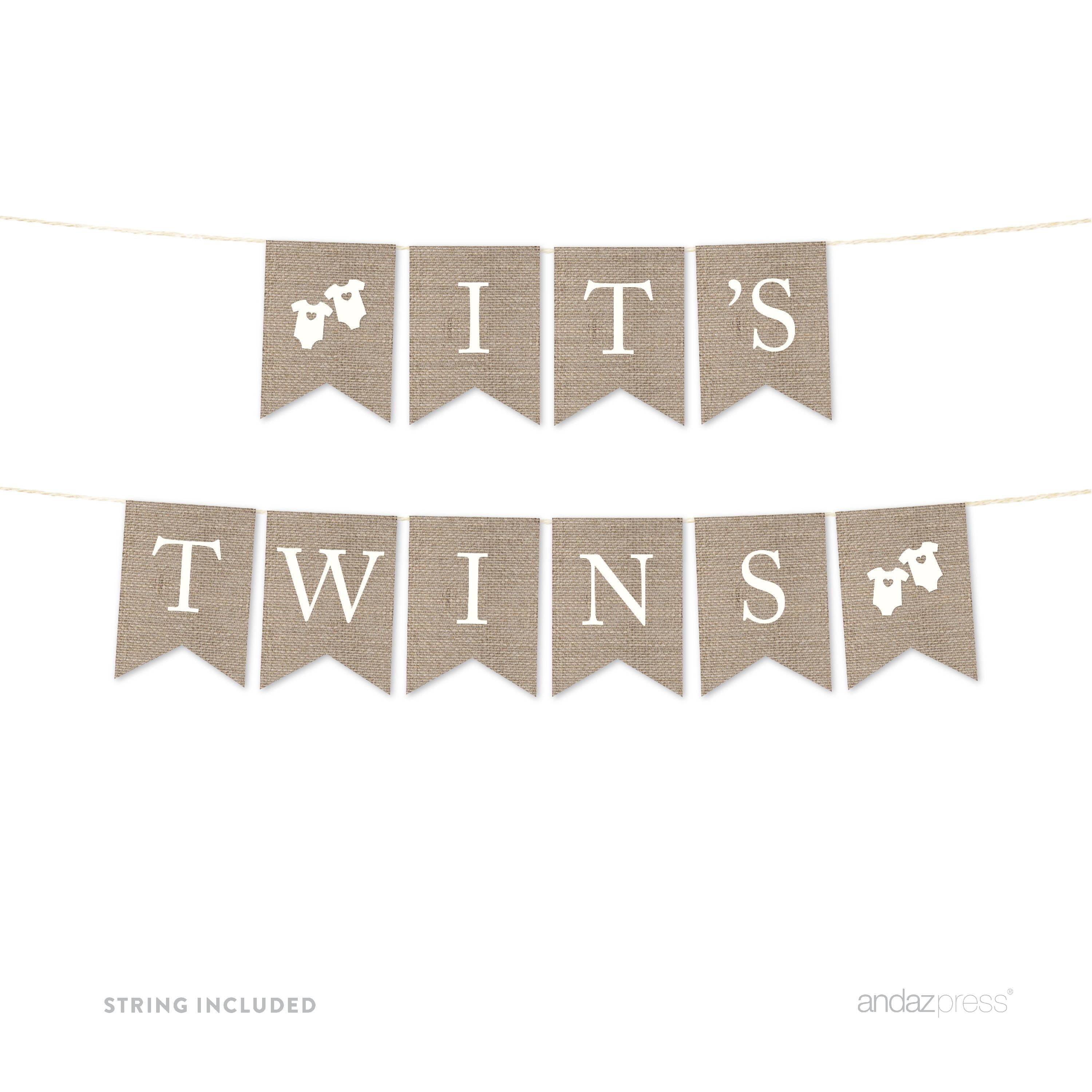 It S Twins Burlap Baby Shower Pennant Party Banner Walmart Com