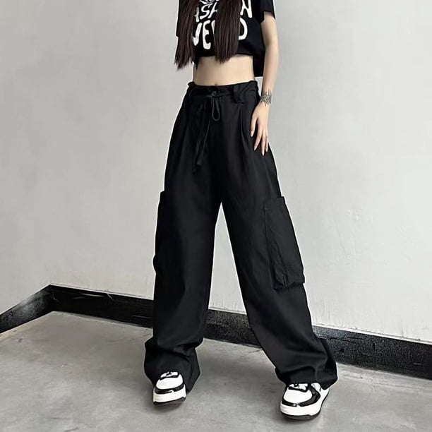 Pantalones grises de pierna ancha casuales de nicho con diseño suelto y dulce estilo fresco para mujer