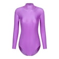thumbnail image 3 of Zaldita Women's Ballet Dance Leotard Mock Turtleneck Long Sleeve Gymnastic Bodysuit Dancewear Purple S, 3 of 7