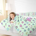 thumbnail image 4 of Manfei Cute Initial R 7-Piece King Bedding,Charming Unicorn Treats King Bed in a Bag,Light Green Multicolor,Polkadot Reversible, 4 of 8