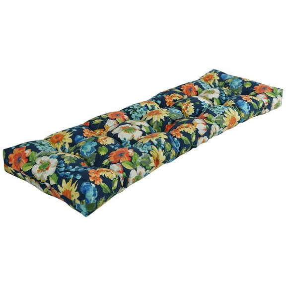 Blazing Needles 55-inch by 19-inch Tufted Patterned Outdoor Spun Polyester Loveseat Cushion