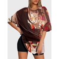 thumbnail image 3 of T-shirt round neck Role Pattern loose short sleeve F08, 3 of 5