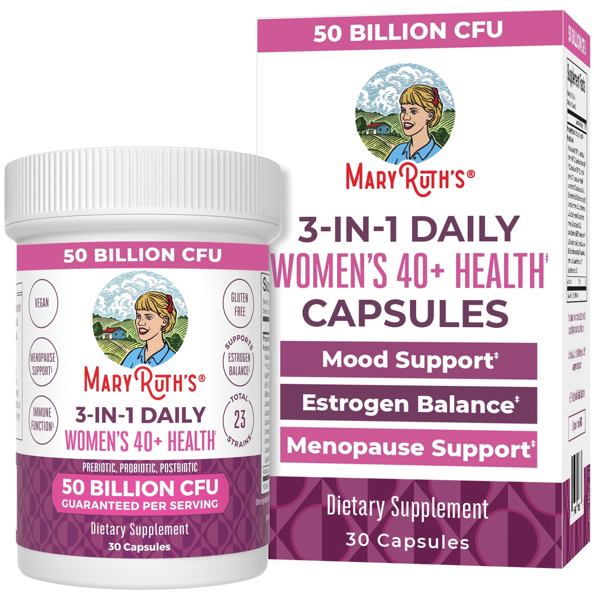 MaryRuth's Women's 40+ Probiotic Blend Capsules 50 Billion CFU Vegan Gluten-Free Dairy-Free 30 Capsules