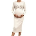 thumbnail image 6 of hengsof Women's Long Sleeve Crossover Maternity Dress, Knitted Long Sleeve Maternity Wear with Adjustable Ties, 6 of 8