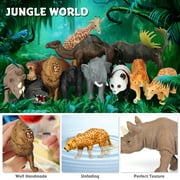 Safari Animal Toys Figures, 12 PCS Realistic Jumbo Wild Jungle Animals Figurines, Large African Zoo Animal Playset Mini Animals Figures, Plastic Animal Learning Toys for Kids Toddlers Boys Girls