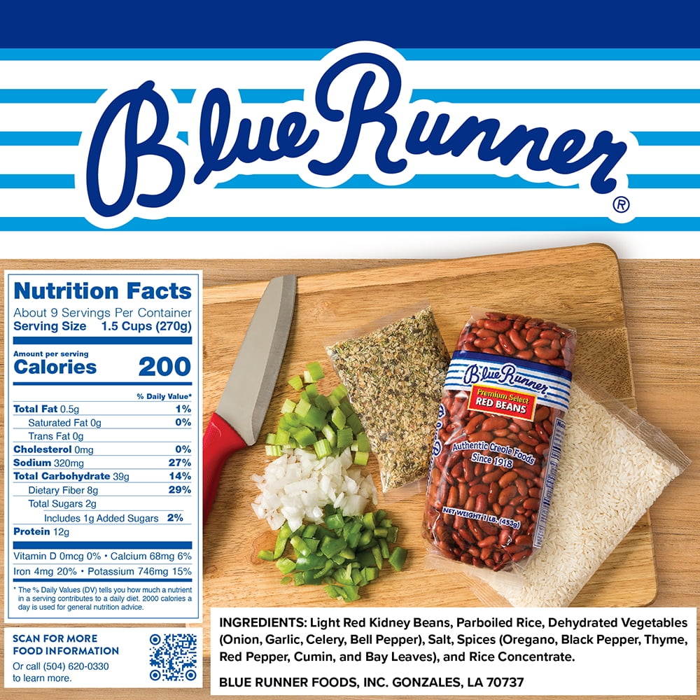 (2 pack) Blue Runner Foods Family Meal Kit, Red Beans & Rice, Box Kit, 9 Servings