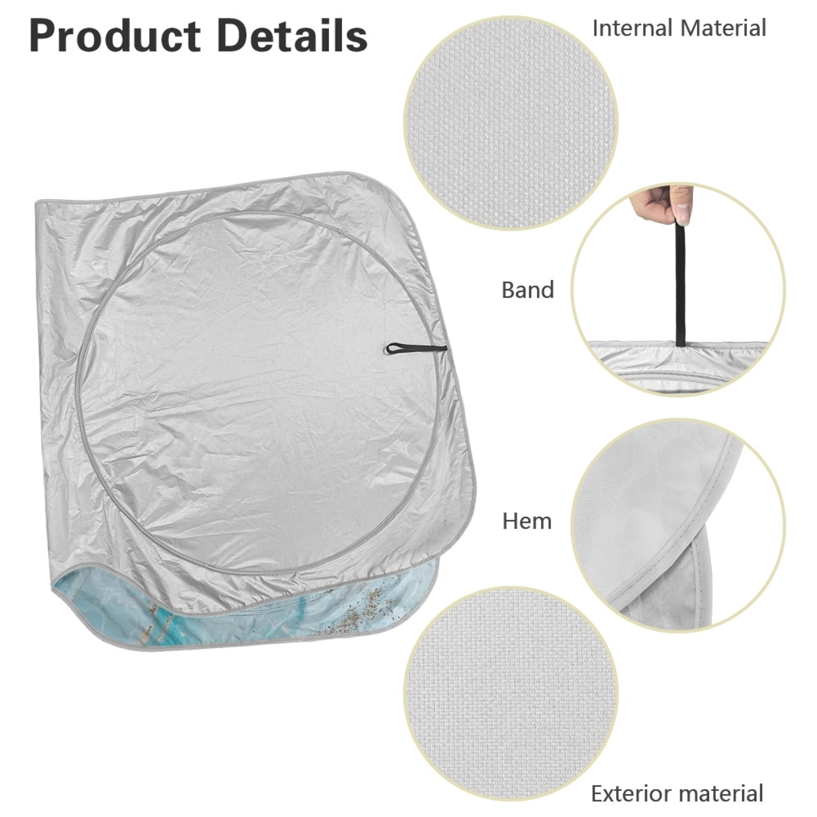 Jeiento Blue Marble Print Automotive Windshield Sunshades Easy to Install Folding Car Sun Shade for Front Window Sun Shade for UV Protection Car Interior Accessories for Sun Heat
