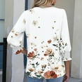 thumbnail image 4 of Womens Fall Fashion 2025 3/4 Sleeve With Smocked Cuffs Dressy Print Casual Blouses Outfits Beach Vacation Plus Size Clothes, 4 of 6