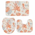 thumbnail image 2 of Orange Coastal Bathroom Rugs Set Starfish Shell Coral Seahorse Non Slip Absorbent Soft Bath Mats 3 Piece Set with Bathroom Rug, U-Shaped Floor Mat, Toilet Seat Cover Small Size, 2 of 9