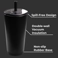 thumbnail image 3 of HydroJug Everyday Tumbler – Ceramic-Lined Insulated Tumbler with Straw and Soft-Touch Lid, Cup Holder Friendly – 20 oz, Black, 3 of 6