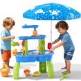 thumbnail image 1 of Mesa de agua y arena de 3 niveles Wee Wonders con sombrilla y juguetes, 1 of 8