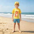 thumbnail image 2 of Tfken Summer Boys Kids Swimwear Set Outfits For Teens 3 Piece Swimming Tops And Swim Trunks With Hat Set Dinosaur Print Swimsuit Beach Quick-Dry Children Soft Bathing Suits Size 2-3 Years Multicolor, 2 of 6