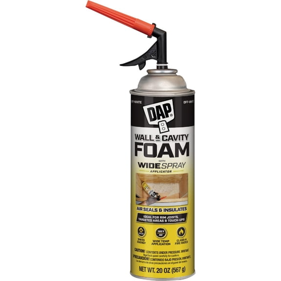 DAP Wall and Cavity Foam with Wide Spray Applicator Aerosol, Off White, 20 oz. (7565000370)