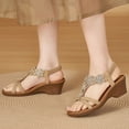 thumbnail image 2 of Dakaela Women's Wedge Sandals Flower Low Heels Summer Dressy Platform Sandal Rhinestone Beach Walking Shoes with Elastic Ankle Strap Size 6-9, 2 of 8