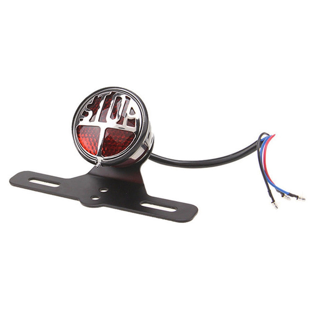 NS Motorcycle LED License Plate Rear Brake Tail Light Round Stop Vintage Lamp Indicator for Harley Bobber Chopper Bikes