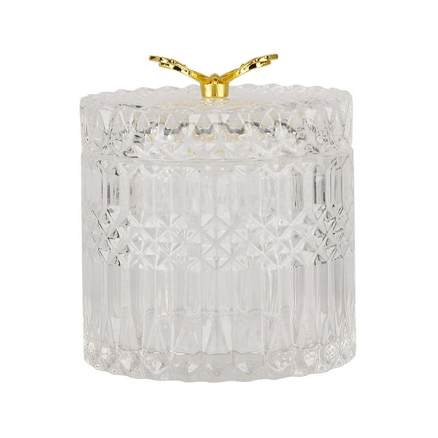 DOLITY Crystal Glass Storage Jar with Lid Jewelry Storage Jar Clear Canister for Living L