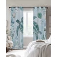 thumbnail image 4 of Coastal Turtle Kitchen Curtains Beach Nautical Seashells Seaweed Coral Cafe Short Curtains for Bathroom Blackout Window Curtain Grommet Small Window Treatment Drapes for Bedroom Living Room 52"x45"x2, 4 of 9