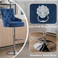 thumbnail image 6 of Foredo Velvet Swivel Bar Stools Set of 2, Modern Adjustable Bar Stools with Button Tufting and Pull Ring, Kitchen Counter Square Island Bar Stool, Dark Blue, 6 of 8