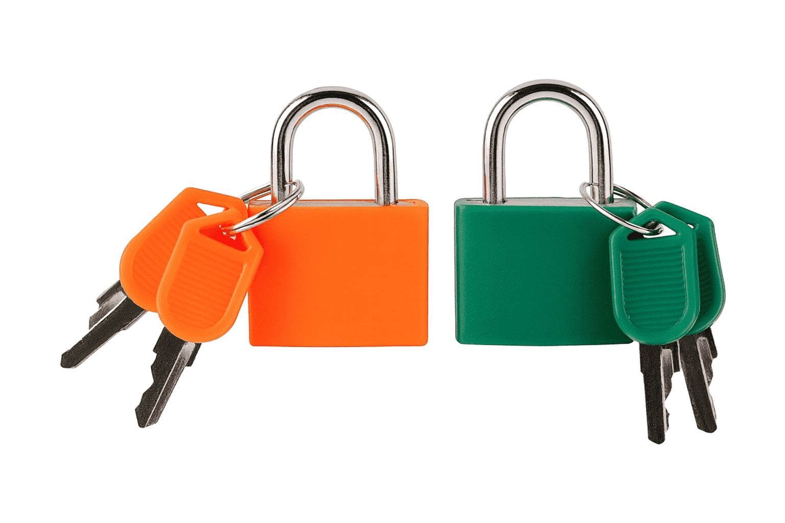 Hyper Tough Tight Spaces Mini Padlocks with Keys, 2 Pack, Green & Orange Steel Locks for Lockers & Travel