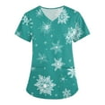 thumbnail image 4 of Wutalume Women's Festive Healthcare Scrub Set, Christmas Pattern Short Sleeve Top and Work Pants, Medical Work Uniform,Mint Green 2XL, 4 of 6
