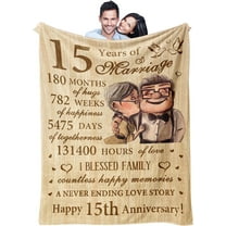 15th Anniversary Blanket Gifts,15th Anniversary Wedding Gift,15 Year Anniversary for Him Her Gifts, 15th Anniversary Crystal Gifts for Men Wife Husband, Gifts for 15 Years of Marriage Blanket 50"X60"