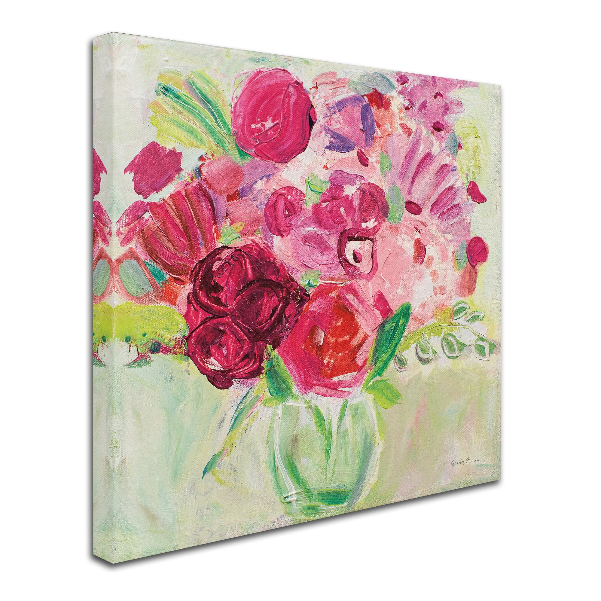 Trademark Fine Art 'Pink and Red Florals' Canvas Art by Farida Zaman