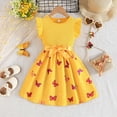 thumbnail image 2 of Larisalt Kids Girls Elegant Dress for Summer Ribbed Ruffle Butterfly Print Dresses Toddler Baby Girl Party Dress, 2 of 6
