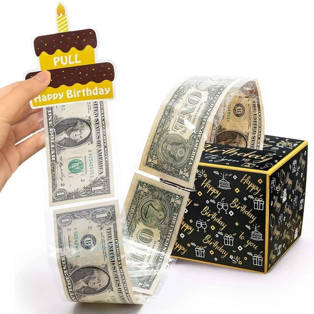 Happy Birthday Day Money Box for Cash Gift Pull Money Gift Boxes for Cash Money Box for Cash Gift Colourful Money Holder for Cash with Pull Out Card DIY Set Surprise Birthday Gift Box