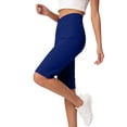 thumbnail image 4 of hlysgo Womens Yoga Leggings Shorts Elastic High Waist Casual Knee Length Short Workout Jogging Gym Short Blue,2xL, 4 of 6