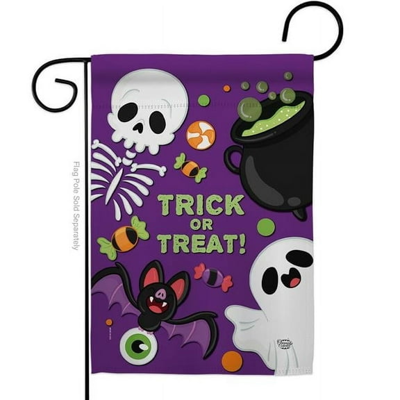 Ornament Collection G192255-BO 13 x 18.5 in. Trick ot Treat Garden Flag with Fall Halloween Double-Sided Decorative Vertical Flags House Decoration Banner Yard Gift
