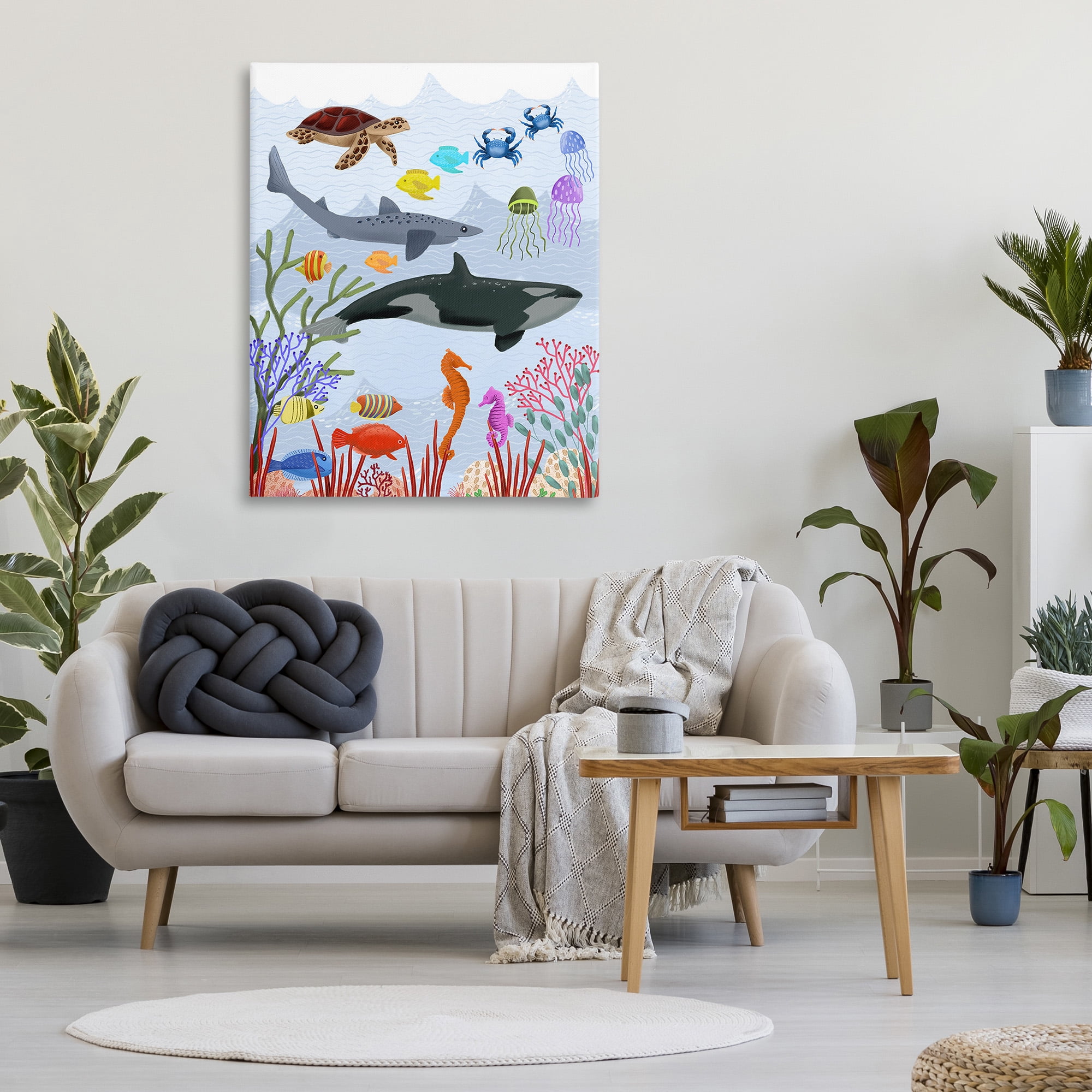 Stupell Industries Aquatic Animals Underwater Animals & Insects Painting Gallery Wrapped Canvas Art Print Wall Art, 36 x 48