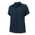 thumbnail image 5 of Weikingp Button Front Tops For Women Button Down Shirts For Women Button Down Shirts For Women Short Sleeve Linen Button Down Shirt Women Cotton Linen Tops For Women Blue S, 5 of 9