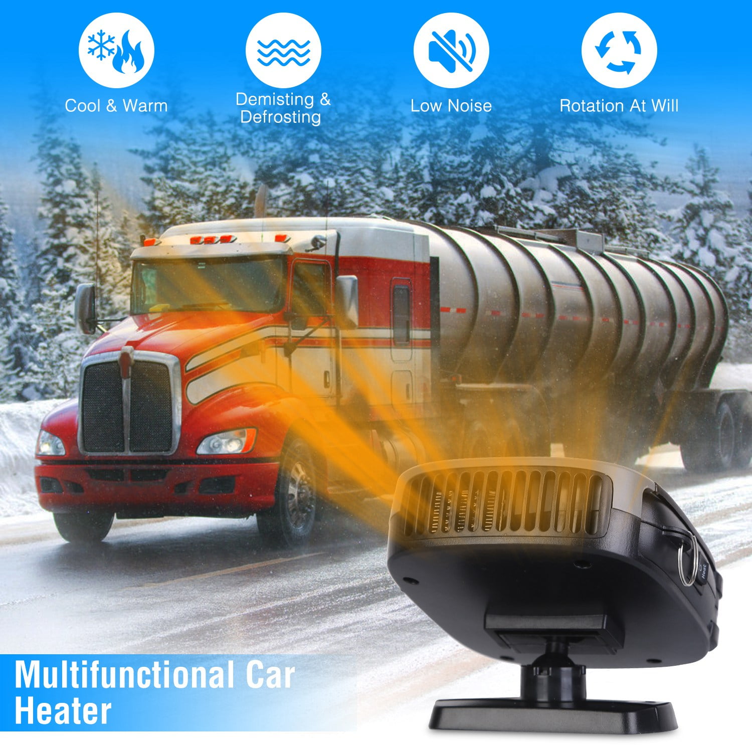 2 in 1 Portable Car Heater, 150W Car Auto Heating Fan Windshield Heater Automotive Cooling Fan, Black