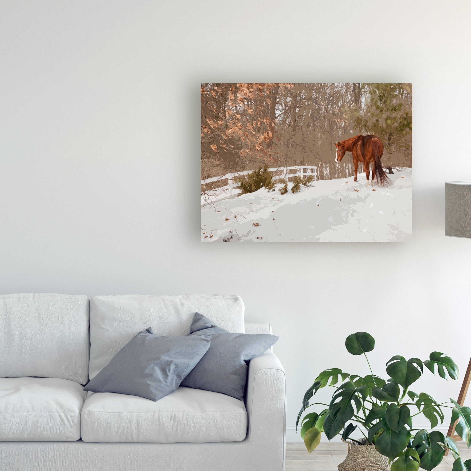 Trademark Fine Art 'Horse In The Snow Milford Michigan' Canvas Art by Monte Nagler