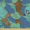 thumbnail image 2 of Flowers Fabric by the Yard Upholstery, Botanical Theme Floral Patterns Along Poppy Motifs Natural Art, Decorative Fabric for DIY and Home Accents, Sea Blue and Turquoise by Ambesonne, 2 of 5