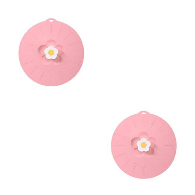 Moyic Tapa de olla Silicona Resistente a la temperatura Cuenco de mantenimiento fresco Cubierta de placa de sartén Cocina Conservación de Rosado 2Conjunto