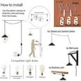 thumbnail image 2 of FSLiving Hanging Swag Lamp no Wiring Needed Portable Pendant Light with 15ft Plug-in Dimmable Gold Braided Cord Sky Blue Glass Lamp E26 Brass Socket Minimalist for Dining Room,Customizable - 1 Light, 2 of 7