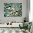 thumbnail image 2 of ONETECH Vintage Flower Tapestry Asian Cherry Blossoms Blue Teal Flower Bird Blossoms Garden Branches Vintage Asia Watercolor Oil Painting Decor Wall Hanging Living Room Bedroom Dormitory Backdrop, 2 of 7