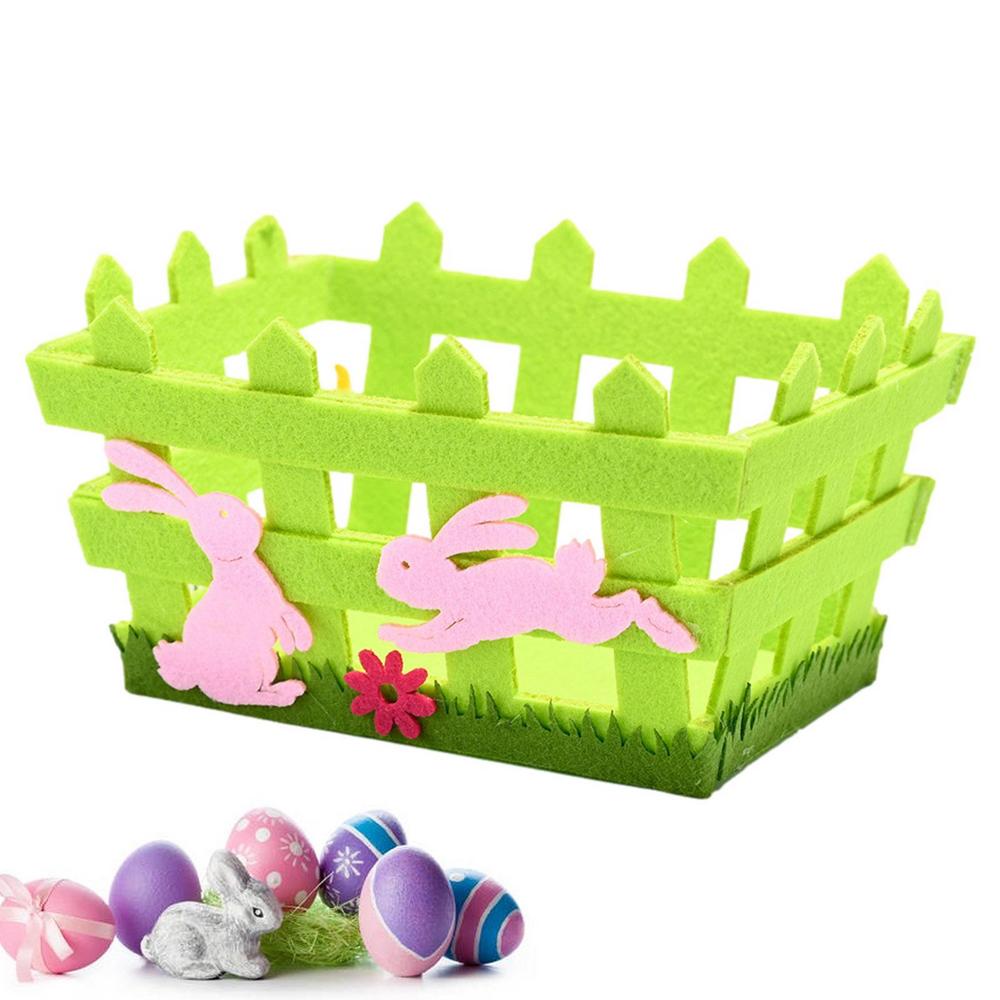 Laideyi Easter Eggs Baskets Nonwoven Square Easter Decorations Basket