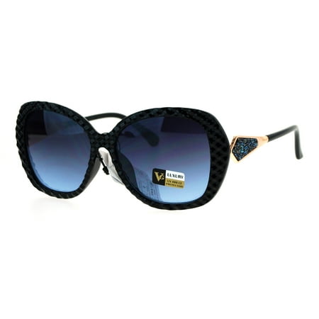 Womens Bling Rhinestone Rock Candy Glitter Butterfly Sunglasses Black Blue Smoke
