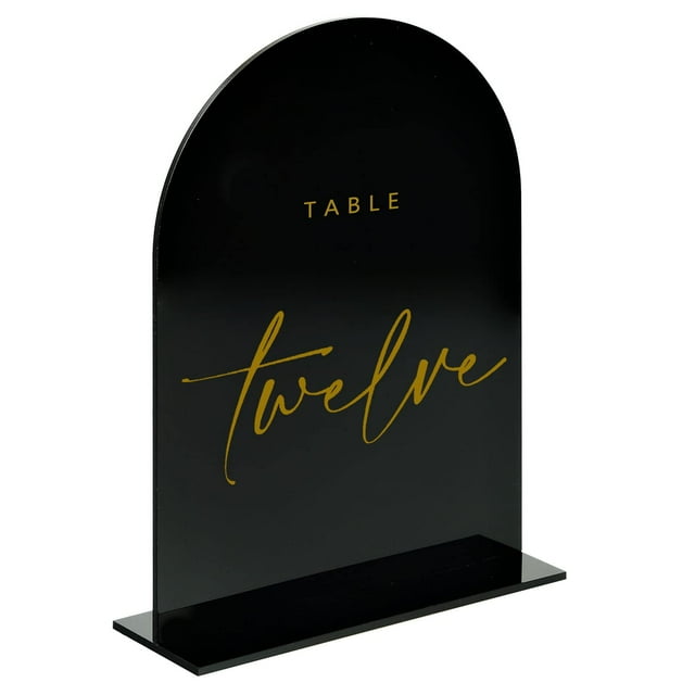 5x7 Inch Black Arch Acrylic Sign with Stand | 10 Pack Blank Black Acrylic Arch Table Signs with Base for DIY Wedding Table Numbers, Arched Wedding Signage, Events& Parties (Black, 5x7 Inch (10pcs)