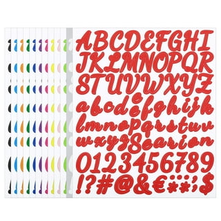 Kenkio 16 Sheets Vinyl Letters Numbers Kit,Self Adhesive Cursive Alphabet Letter Sticker, DIY Number Letter Decal Script Pantry Labels